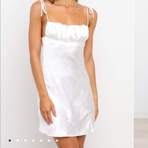 White Satin mini dress from Petal and Pup